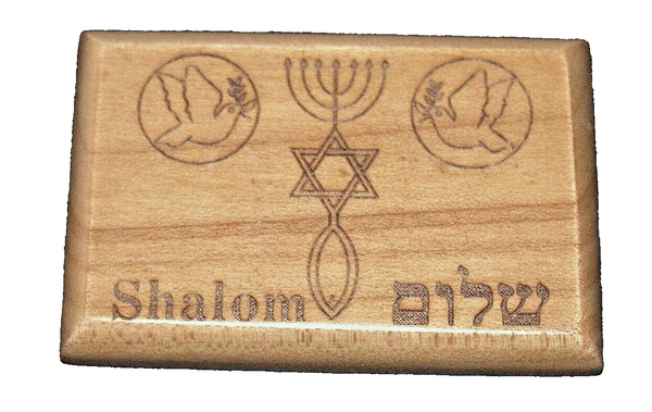 4 X Judaica Olive Wood Fridge Door Magnet Jerusalem Menorah Messianic Israel
