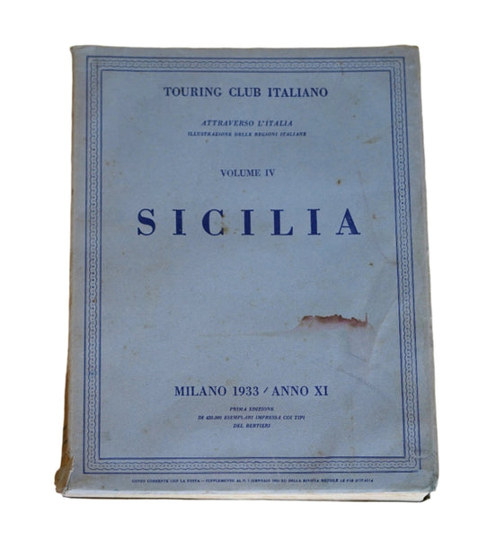 Antique Book 1933 Italy Touring Club Italiano Vol IV Sicilia Photos 1st Edition