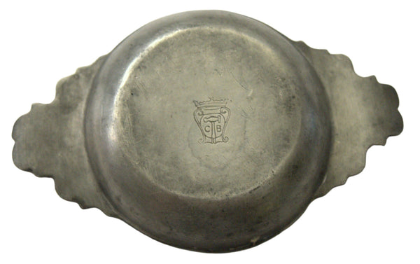 Antique Pewter Tastevin French Wine Tasting Cup Marked “PI” 18th/19th Cen