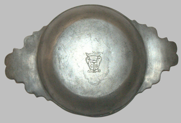 Antique Pewter Tastevin French Wine Tasting Cup Marked “PI” 18th/19th Cen