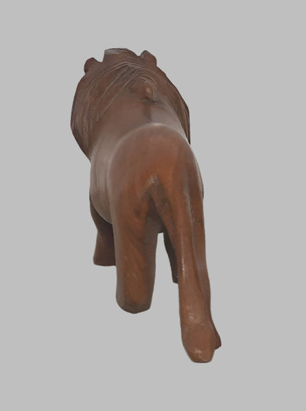 Hand Carved Wood Figurine Roaring Lion African Primitive Art