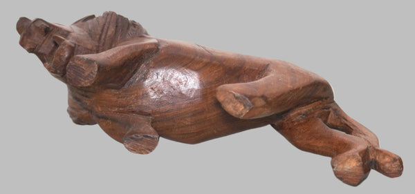 Hand Carved Wood Figurine Roaring Lion African Primitive Art