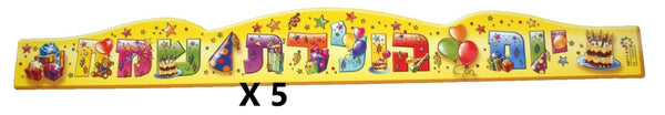 5 X Mazal Tov Happy Birthday Crown Children Kids Party Israel Judaica Hebrew