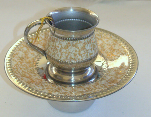 Judaica Aluminum Hand Wash Set Basin Bowl & Cup Mayim Achronim Natla Last Waters