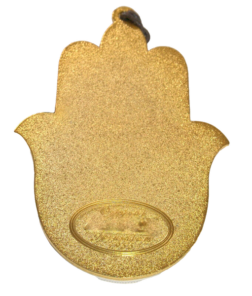 Judaica Kabbalah Hamsa Gold Plated Red Purple Enamel Wall Hang Evil Eye Hai