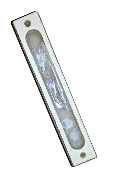 Judaica Mezuzah Case Frosted Matte Glass Silver Pomegranate SHIN 10 cm Israel