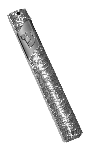 Judaica Mezuzah Case Sparkling Silver Plastic Closed Back 12 cm