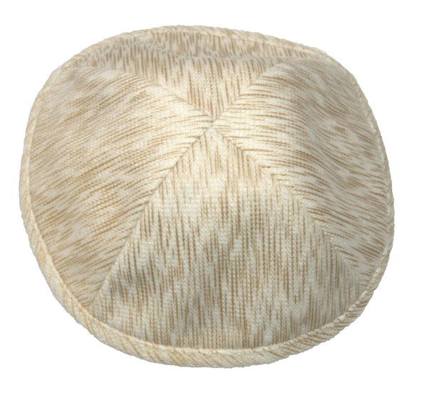 Judaica Off White Plush Kippah Yarmulke Pin Spot 19 cm Israel Jewish Tradition