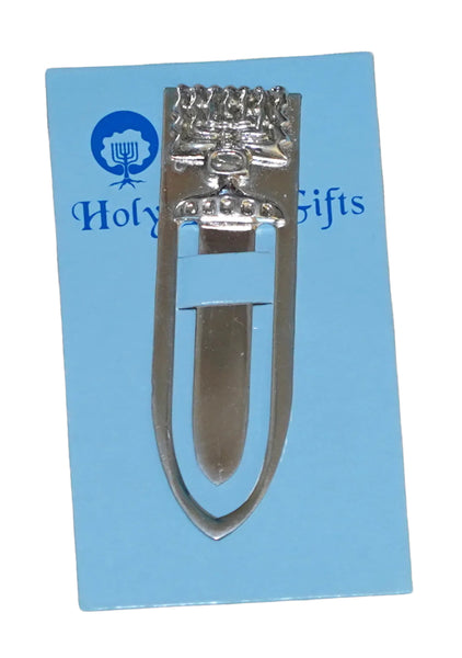 Judaica Bookmark Menorah Israel Metal Silver Finish Amulet Charm