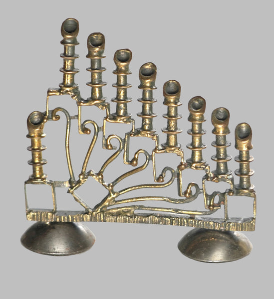 Judaica Israel Miniature Copper Menorah Hanukkah Vintage 1960's