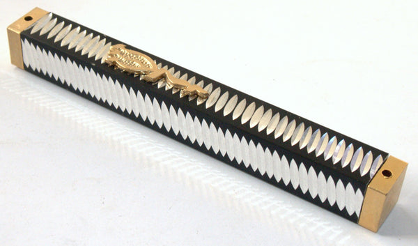 Judaica Mezuzah Case Gold Black Lentil Metal Shadai 12 cm Closed Back Israel