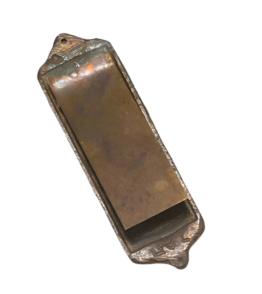 Judaica Vintage Painted Copper Mezuzah Case Shema Israel Signed Tamar 6 cm