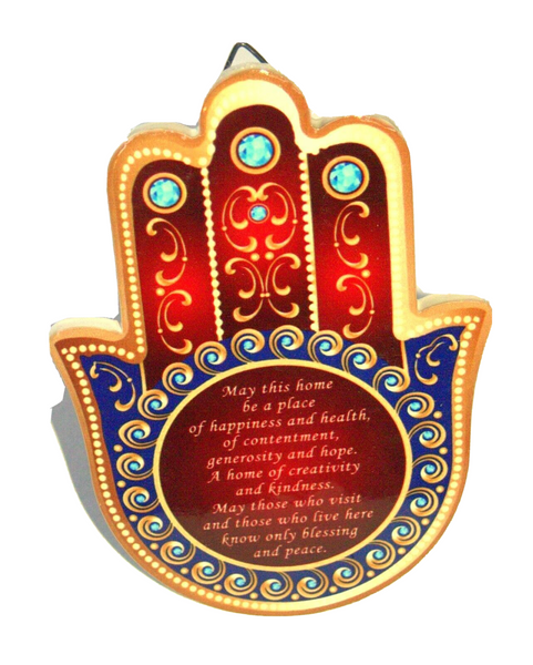 Kabbalah Home Blessing Judaica Hamsa Ceramic English Evil Eye Oriental Stand