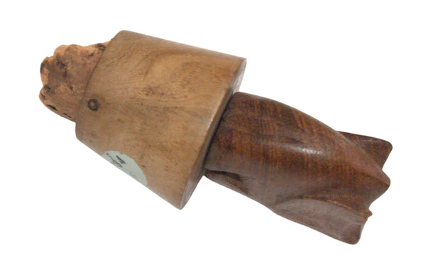 Lot of 2 Vintage Wood Wine Bottle Stoppers Israel 1950-60's Puppet Elephant