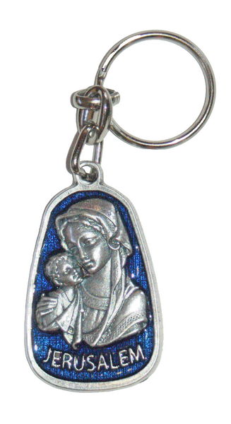 Lot of 2 Christian Symbols Key Ring Chain Madonna and Child Charm