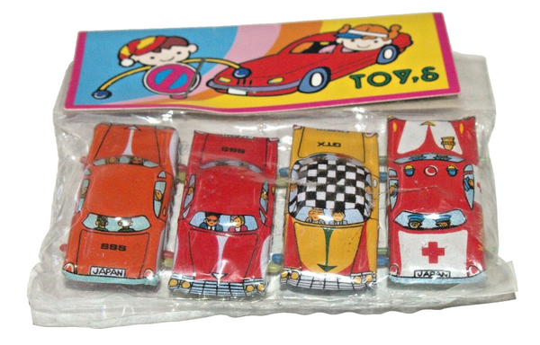 Lot of 8 Vintage Tin Car Lithograph Toy Vehicle Kinkyu Japan 1960's Mint