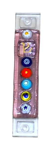 Murano Glass Handmade Mezuzah Case 6.5 cm Scroll Lavender Purple Murrina Judaica
