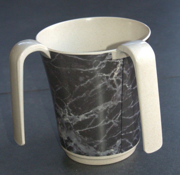 Netilat Yadayim Natla Hand Washing Cup Mock Marble Gray Black Melamine Judaica