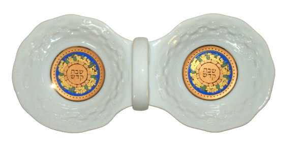 Porcelain Salt & Pepper Dish Gold Decoration Tableware Home Decor Shabbat Jewish
