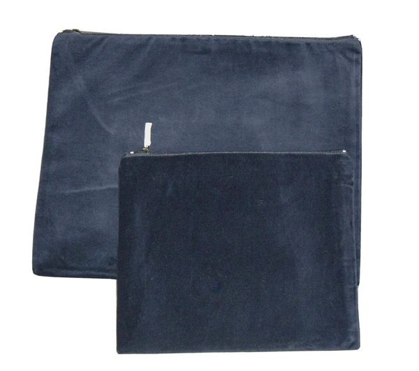 Tallit Tefillin Bag Case Set Plush Velvet Blue Jerusalem View Embroidery Judaica