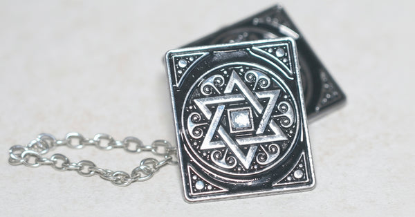 Tallit Talis Clips Prayer Shawl Holder Magen David Engraved Inlaid Judaica