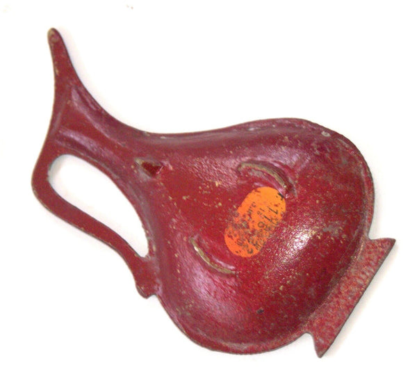 Vintage Israel Judaica Small Red Painted Plate Trinket Tray Oil Jug Shape 1960's