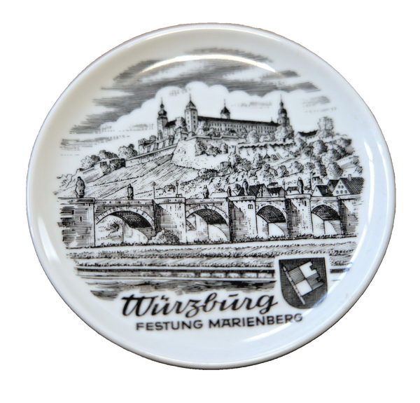 Vintage Porcelain Collector Plate Coaster Wurzburg Festung Marienberg Germany