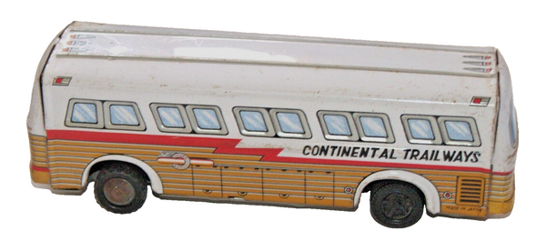 Vintage Tin Continental Trailways Bus Toy Friction Wheels Japan 1960's