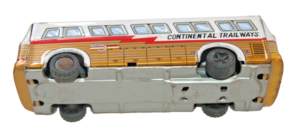 Vintage Tin Continental Trailways Bus Toy Friction Wheels Japan 1960's