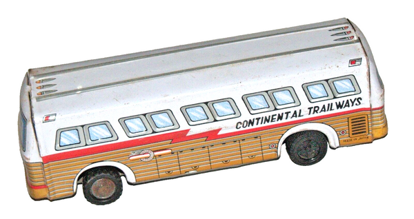 Vintage Tin Continental Trailways Bus Toy Friction Wheels Japan 1960's