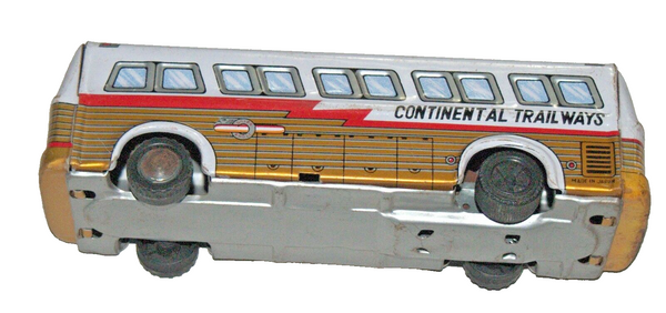 Vintage Tin Continental Trailways Bus Toy Friction Wheels Japan 1960's