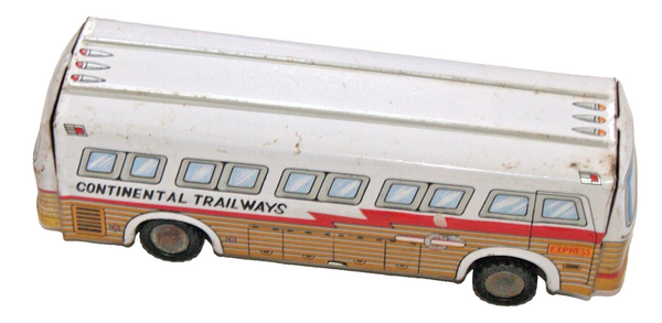 Vintage Tin Continental Trailways Bus Toy Friction Wheels Japan 1960's