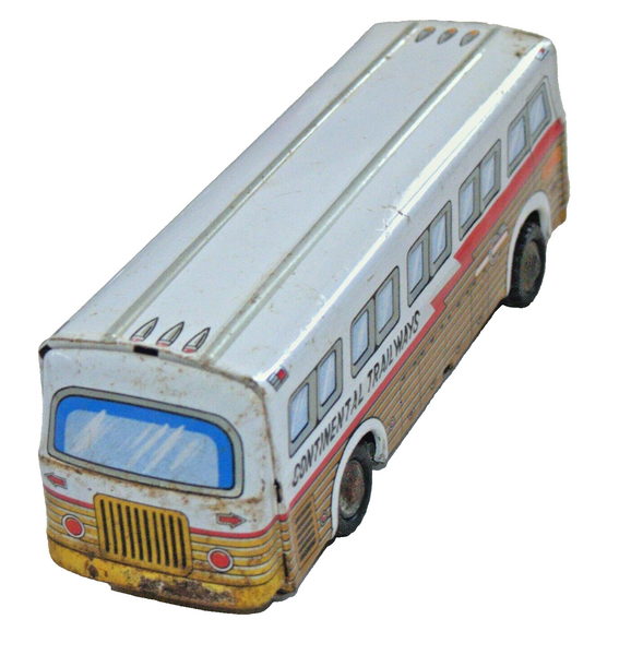 Vintage Tin Continental Trailways Bus Toy Friction Wheels Japan 1960's