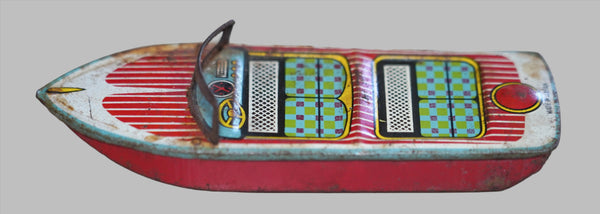 Vintage Tin Litho Motor Boat Metal Toy 1960's made in Japan