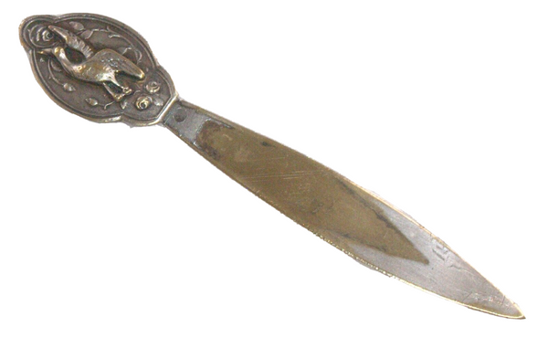 Vintage Tiny Silver Plated Letter Opener Bird Figurine Engraved