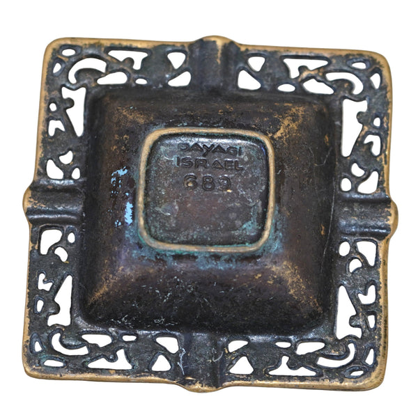 Vintage Bronze Hammered Ashtray Dayagi Signed Numbered 1950's Israel