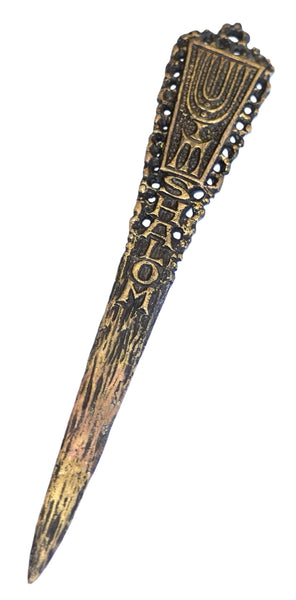 Vintage Israel Shalom Menorah Oppenheim Letter Opener Bronze Dagger Shape 1960's