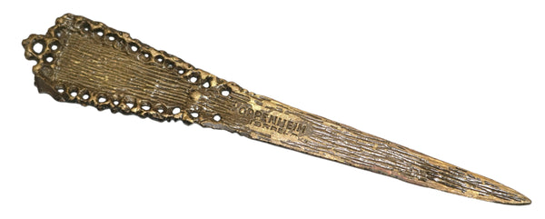 Vintage Israel Shalom Menorah Oppenheim Letter Opener Bronze Dagger Shape 1960's