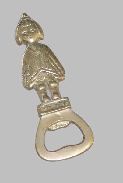Vintage Peru Aztec Inca Figure Polished Brass Bottle Opener Barware