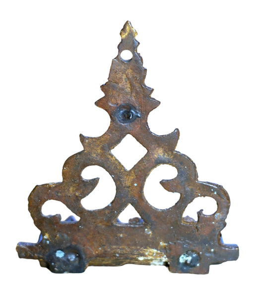 Vintage Small Heavy Judaica Bronze Hanukkah Oil Menorah Wall Hang