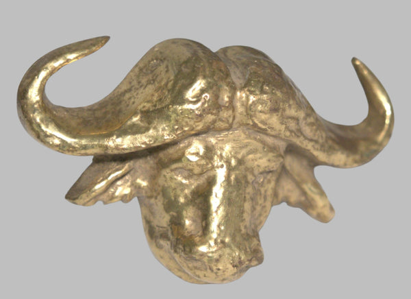 Vintage Solid Brass Buffalo Head Wall Mount Impressive Figurine Statuette