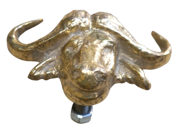 Vintage Solid Brass Buffalo Head Wall Mount Impressive Figurine Statuette