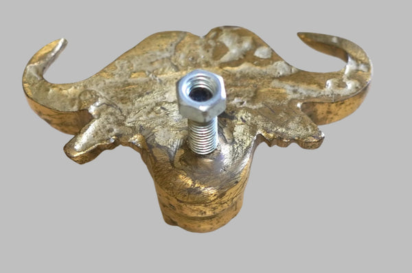Vintage Solid Brass Buffalo Head Wall Mount Impressive Figurine Statuette