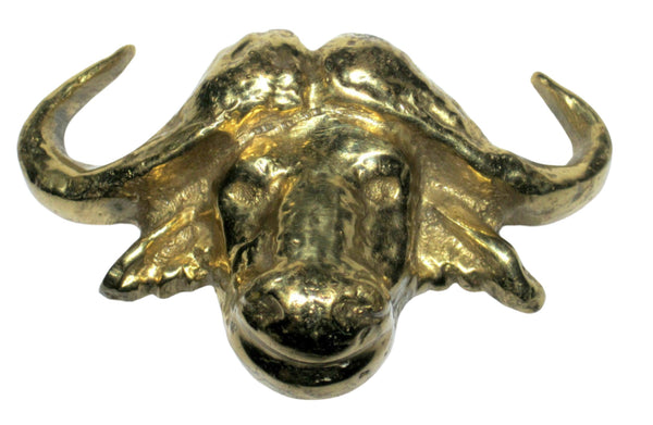 Vintage Solid Brass Buffalo Head Wall Mount Impressive Figurine Statuette