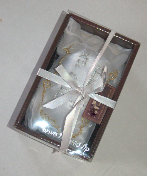 Groom Chuppah Glass Clear Gray Wedding Cup Ani Ledodi Mesh Bag Judaica Wedding