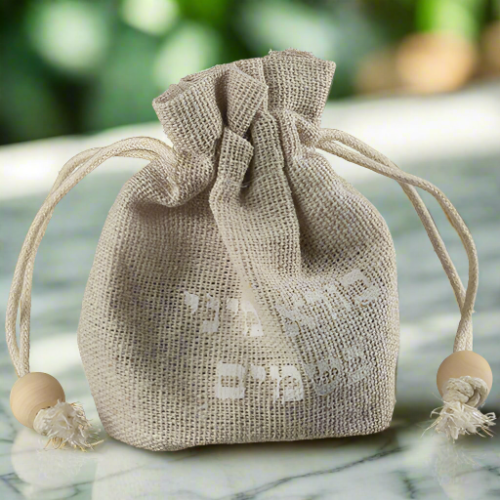 Judaica Havdalah Spice Besamim in Natural Canvas Bag w Print Israel Shabbat