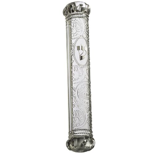 Judaica Mezuzah Case Ornament Crown Clear Transparent Plastic Closed Back 12 cm