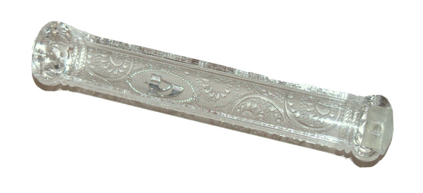 Judaica Mezuzah Case Ornament Crown Clear Transparent Plastic Closed Back 12 cm
