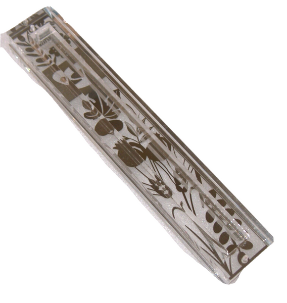 Judaica Mezuzah Case Perspex 7 Species Cut Off Inner Metal Plate 12 cm