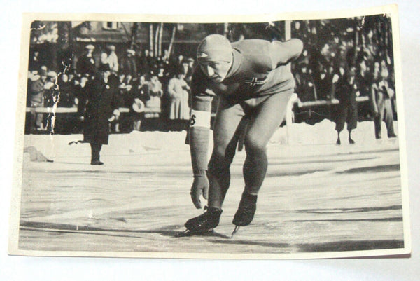 Lot of 4 Olympia 1936 Photo Cards Band I Ski USA Hockey Ivar Ballangrud Skating